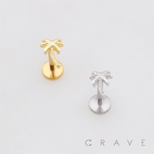 3D PALM TREE SUMMER DESERT PUSHIN (THREADLESS) 316L SURGICAL STEEL LABRET SET
